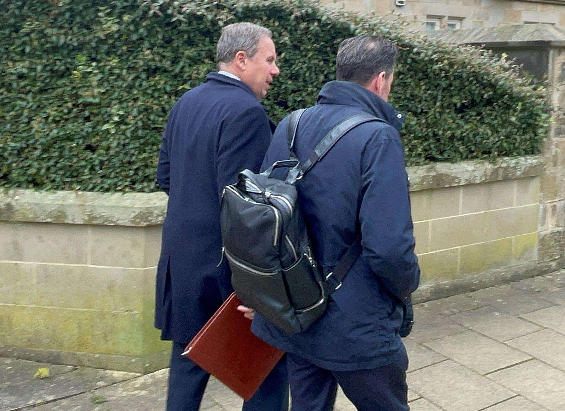 Defendant Chris Makin (left) leaves Harrogate Magistrates’ Court (David Higgens/PA)