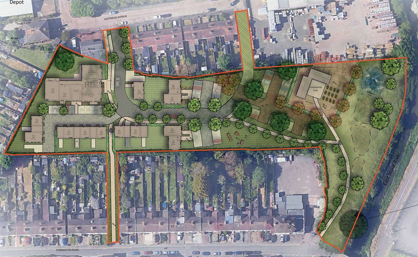 A bird’s eye view of what the development could look like. Picture: Ashford Borough Council